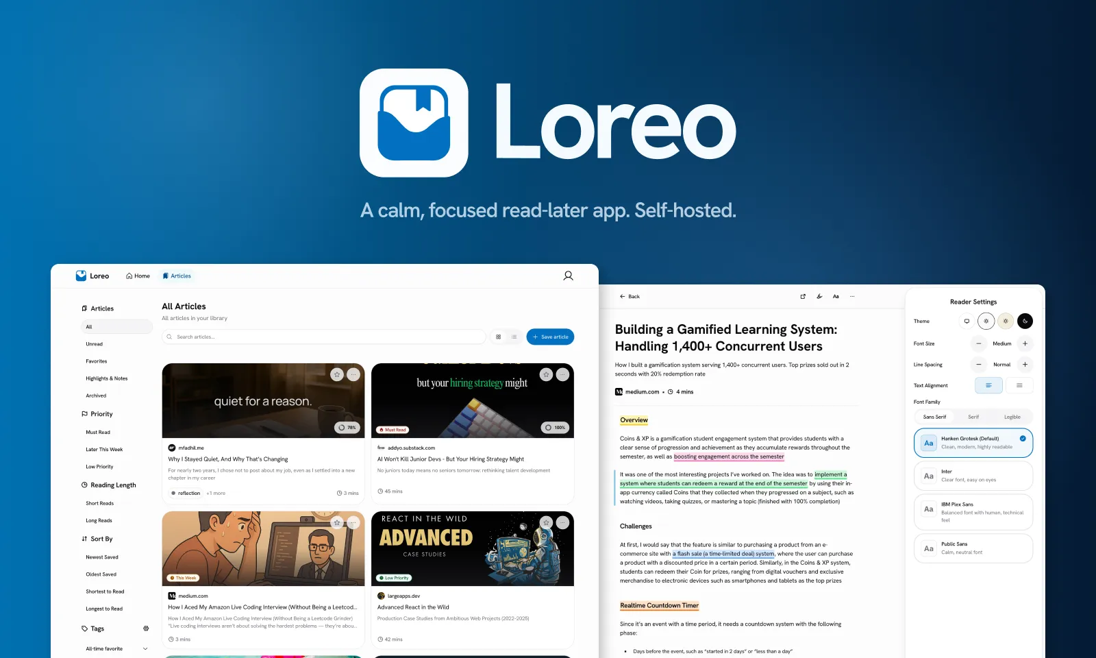 Loreo reading list showing saved articles ready to revisit