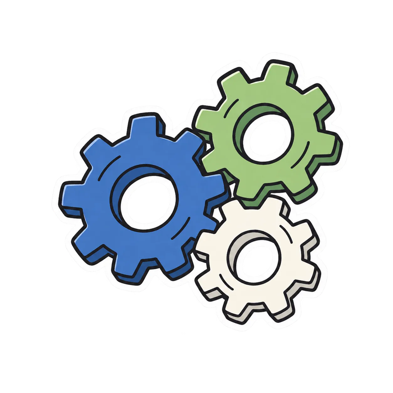 Illustration of three interlocking gears